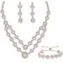 LOYALLOOK Rose Gold Silver Tone Bridal Crystal Bridal Jewelry Set for Women 2-Row Rhinestone Necklace Earrings Bracelet Set Prom Wedding Fashion Jewelry LOYALLOOK Rose Gold Silver Tone Bridal Crystal Bridal Jewelry Set for Women 2-Row Rhinestone Necklace Earrings Bracelet Set Prom Wedding Fashion Jewelry