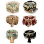 6 Sets Bohemian Stackable Seed Beaded Bracelets Set Multilayer Stretch Boho Tassel Pendant Bracelets Evil Eye Hamsa Hand Charm Statement Vintage Lucky Jewelry for Women Girls Gifts