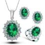 MAFMO Luxury Crystal Jewelry Set Women Colorful Oval Shaped Necklace Stud Earrings Ring for Gift
