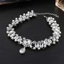 Anglacesmade Bohemia Rhinestone Choker Crystal Necklace Pearl Choker Wedding Jewelry Bridal Necklace Diamond Pendant Choker for Women and Girls (Silver)