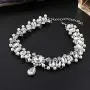 Anglacesmade Bohemia Rhinestone Choker Crystal Necklace Pearl Choker Wedding Jewelry Bridal Necklace Diamond Pendant Choker for Women and Girls (Silver)
