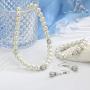 SEVENSTONE Faux Pearl Crystal Choker Necklace Earring Bracelet Jewelry Set for Women Wedding Bridal Jewelry
