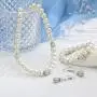 SEVENSTONE Faux Pearl Crystal Choker Necklace Earring Bracelet Jewelry Set for Women Wedding Bridal Jewelry SEVENSTONE Faux Pearl Crystal Choker Necklace Earring Bracelet Jewelry Set for Women Wedding Bridal Jewelry