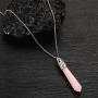 KWHY Healing Crystal Necklace for Women Men Hexagonal Natural Quartz Stone Pendant Gemstones Jewelry Pendulum Crystal Divination with Two Different Chains
