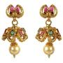 MUCH-MORE Gold Tone Pearl Temple Jewelry Polki Necklace Set Indian Traditional Jewelry (PN-2394)