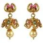 MUCH-MORE Gold Tone Pearl Temple Jewelry Polki Necklace Set Indian Traditional Jewelry (PN-2394)