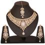 Touchstone Indian Bollywood Intricately Crafted Diamond Look Rhinestone Crystal Colorful Wedding Designer Jewelry Necklace Set in Gold and Silver Tone for Women.