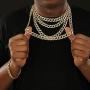 HaHaGirl Cuban Link Chain for Men Iced Out,Gold Silver Finish Rhinestones Cuban Link Chain Miami Choker Necklace Bracelet,Cz Prong Set,Fashion Accessory for Hip Hop Lovers