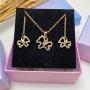 Silver Plated Hypoallergenic Necklace Stud Earrings Set Mouse Shape Jewelry Set with Cubic Zirconia for Women Birthday Valentines Day Gifts（Free Jewelry Box）
