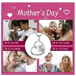 Sterling Silver Sloth Necklace - 925 Mother Daughter Animal Alway in My Heart Pendant Jewelry Gift for Girls Women