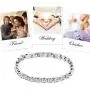 Conmisun Cubic Zirconia Tennis Bracelet for Women, Round Cut Swarovski Crystals Men Bracelets White Gold Plated Jewelry Gifts for Girls 6.5''+1''
