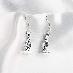 FUSTMW Microscope Dangle Earrings DNA Double Earrings Scientist Gifts Biology Chemistry Teacher Gift Science Nerd Jewelry Gifts