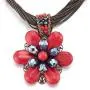 COOLSTEELANDBEYOND Large Statement Flower Necklace Multi-Strand Collar Red Blue Gem Stone Dangle Pendant, Party COOLSTEELANDBEYOND Large Statement Flower Necklace Multi-Strand Collar Red Blue Gem Stone Dangle Pendant, Party