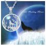 TRISHULA Wolf Necklace,925 Sterling Silver Forest Moon Wolf Necklace for Women Charm Animals Jewelry Gift for Women Girl/Girlfriend Teen