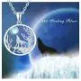 TRISHULA Wolf Necklace,925 Sterling Silver Forest Moon Wolf Necklace for Women Charm Animals Jewelry Gift for Women Girl/Girlfriend Teen