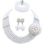 aczuv Nigerian Wedding African Beads Jewelry Set Crystal Beaded Necklace Earrings