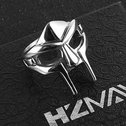 HZMAN Mens Gothic Biker Punk Vintage Stainless Steel Ring Spartan Mask Helmet Nordic Pagan Viking Rings