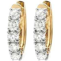 Dazzlingrock Collection 1.00 Carat (ctw) 10K Ladies Huggies Hoop Earrings 1 CT, Yellow Gold