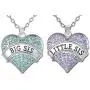Jewelry Necklace Gifts for Sisters, Big Sis & Lil Sis Heart Necklace Set for 2, Sister Necklaces, Big & Little Sisters Birthday Gifts