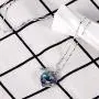 925 Sterling Silver Crystal Pendant Necklace for Women Waterdrop Teardrop Love Heart Pear Shaped Bling Colorful Crystal Chain Jewelry for Ladies Girls Birthday Gift