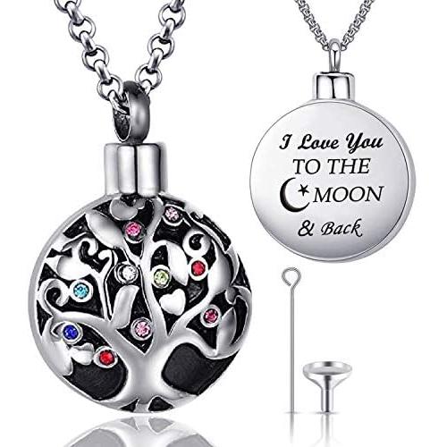 Family Tree of Life Cremation Jewelry I Love You to the Moon and Back Urn Necklaces for Ashes Keepsake Holder Memorial Necklace Pendant