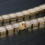 JINAO 10MM 18k Gold Plated Iced Out Jumbo Square Sparkling Baguette Cubic Zirconia Tennis Link Chains for Men