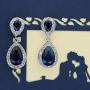Scarlvambo Womens Cubic Zirconia Teardrop Pierced Dangle Wedding Earrings Silver-Tone