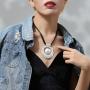 Vintage Black Chain Chokers chunky Necklaces leather for women with Silver Pendant Jewelry