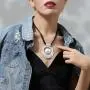 Vintage Black Chain Chokers chunky Necklaces leather for women with Silver Pendant Jewelry Vintage Black Chain Chokers chunky Necklaces leather for women with Silver Pendant Jewelry