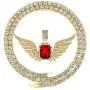 HH Bling Empire Iced Out Ruby Pendant Chain,Tennis Chain for Men in Gold Plated 24 Inches