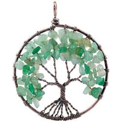 Nupuyai Tree of Life Pendant Necklace for Unisex, Chakra Gemstone Crystal Yoga Mala Healing Jewelry