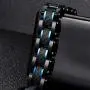 Holizaly Mens Stainless Steel Two Tone Square Link Bracelet, Black and Blue Ion Plated Black Holizaly Mens Stainless Steel Two Tone Square Link Bracelet, Black and Blue Ion Plated Black