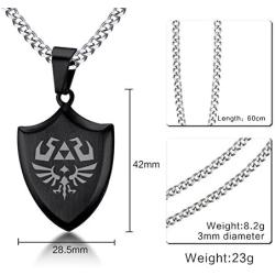 VNOX Legend of Zelda Breath of The Wild Stainless Steel Shield Pendant Necklace for Men Boy,24''