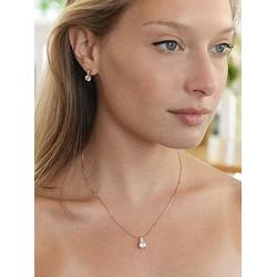 Mariell Rose Gold Round-Cut Cubic Zirconia Necklace Earrings Set for Brides, Bridesmaids & Everyday Wear