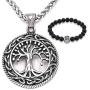 Gungneer Tree of Life Necklace Pendant Stainless Steel Protection Lucky Talisman Celtic Jewelry for Men Women