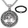 Gungneer Tree of Life Necklace Pendant Stainless Steel Protection Lucky Talisman Celtic Jewelry for Men Women