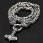 GuoShuang Men Stainless Steel Wolf Head Norse Viking Amulet Thor Mjolnir Necklace King Chain with Valknut Gift Bag