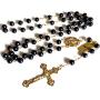elegantmedical Black AAA+10mm Real Pearl BEADS GOLD ROSARY CROSS Necklace & box Catholic GIFTS