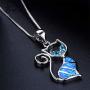 Cute Cat Kitty Necklace Earrings, Crystal Rhinestone Cat Series Jewelry Set for Women Girls