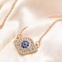 Dainty Evil Eye Necklace Gold Plated Cubic Zirconia Turquoise Evil Eye Pendant Necklace Boho Protection Blue Eye Love Heart Crystal Minimalist Simple Adjustable Chain Necklace Jewelry Gift for Women