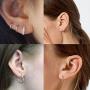 Small Sterling Silver Hoop Earrings for Women Men Girls, 4 Pairs Tiny Cubic Zirconia Huggie Earrings Set | Mini Hypoallergenic Cartilage CZ Tragus Helix Piercing Earrings 8mm 10mm 12mm