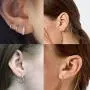 Small Sterling Silver Hoop Earrings for Women Men Girls, 4 Pairs Tiny Cubic Zirconia Huggie Earrings Set | Mini Hypoallergenic Cartilage CZ Tragus Helix Piercing Earrings 8mm 10mm 12mm