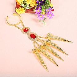 AvaCostume Womens Belly Dance Gypsy Egyptian Gold Bracelet with Finger Nails