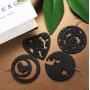 JOERICA 12 Pairs African Wood Earrings for Women Bohemian Wooden Drop Earrings Lightweight Statement Drop Earrings Set Ethnic Style