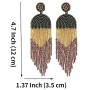 Luluping Long Beaded Tassel Earrings – Big Boho Native Handmade Bead Dangle Earrings for Women, Bohemian Large Statement Beaded Drop Fringe Earrings