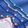 Bomine Boho Beaded Choker Flower Necklace Adjustable Jewelry Chain Beach for Women and Girls