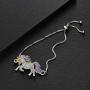ALoveSoul Silver Tone Little Princess Rainbow Unicorn Pendant Girl Ladies Fashion Necklace Gift for Women
