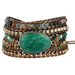 Plumiss Women Boho Handmade Natural Stone Wrap Bracelets Variety Beads Strand Bracelet for Men Collection