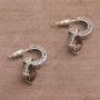 NOVICA Smoky Quartz .925 Sterling Silver Dangle Earrings Buddha Hoops