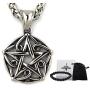 GUNGNEER Pagan Wicca Necklace Floral Patterns Pentagram Star Pendant Godness Protection Jewelry Stainless Steel Amulet